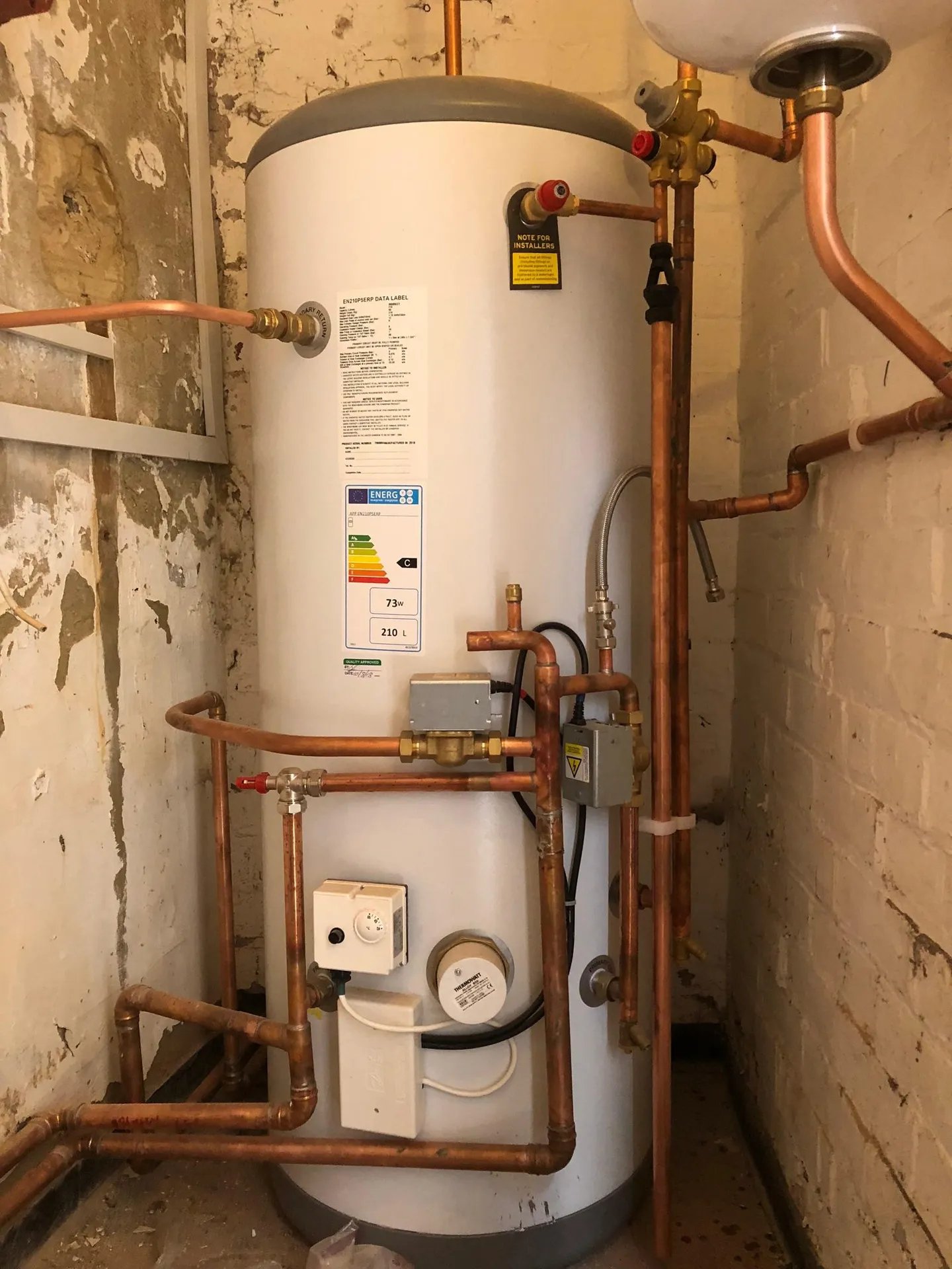 Unvented hot water cylinder installation by a G3 certified engineer in North Shields