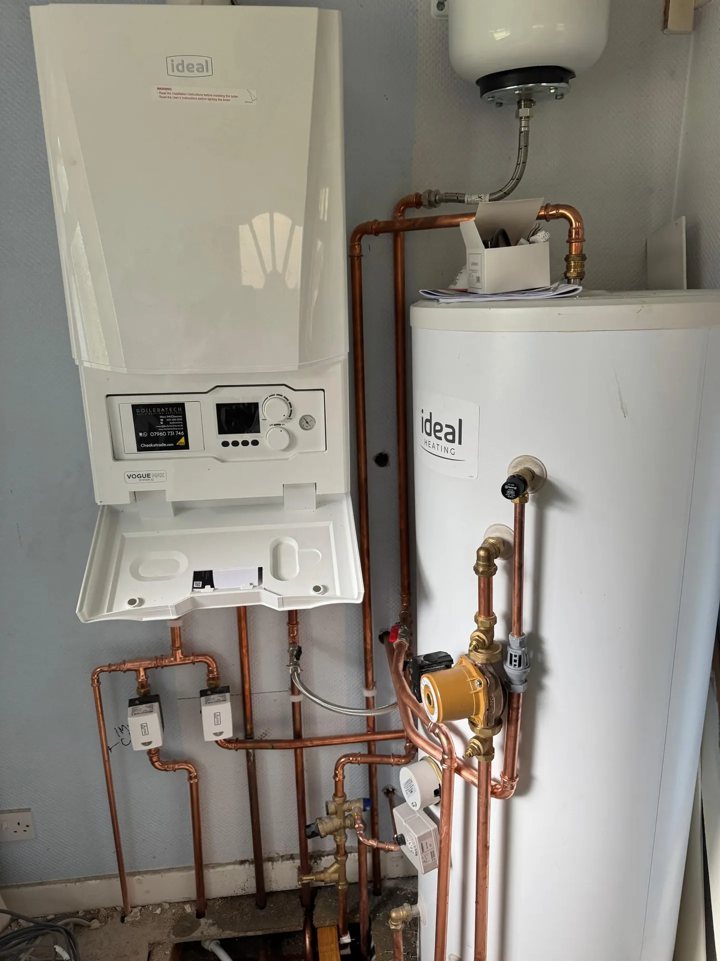 New combi boiler installation with neat copper pipework in North Shields